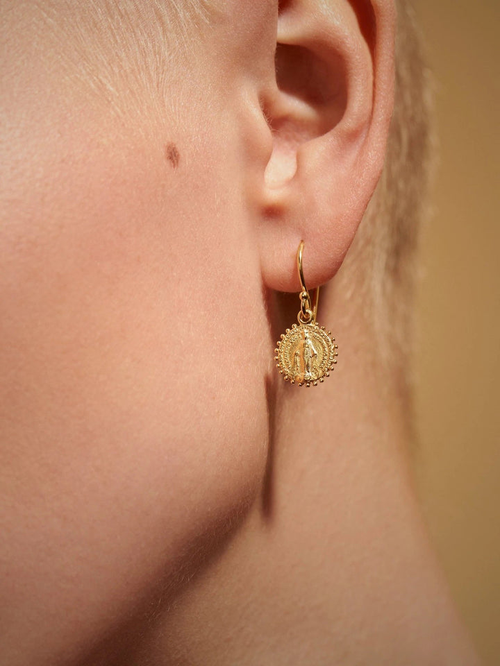 Maria Medallion Dangle Earrings - 24K Gold PlatedBackUpItemsCatholic JewelryLunai Jewelry