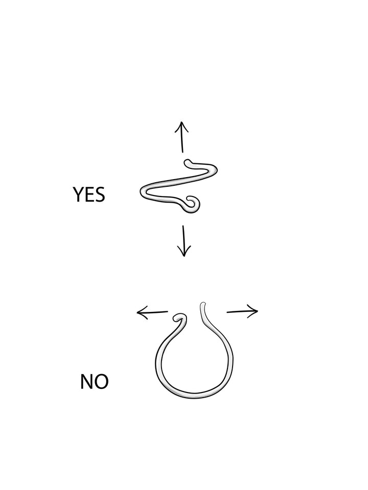 Instructional illustration showing the correct and incorrect way to wear the earrings.