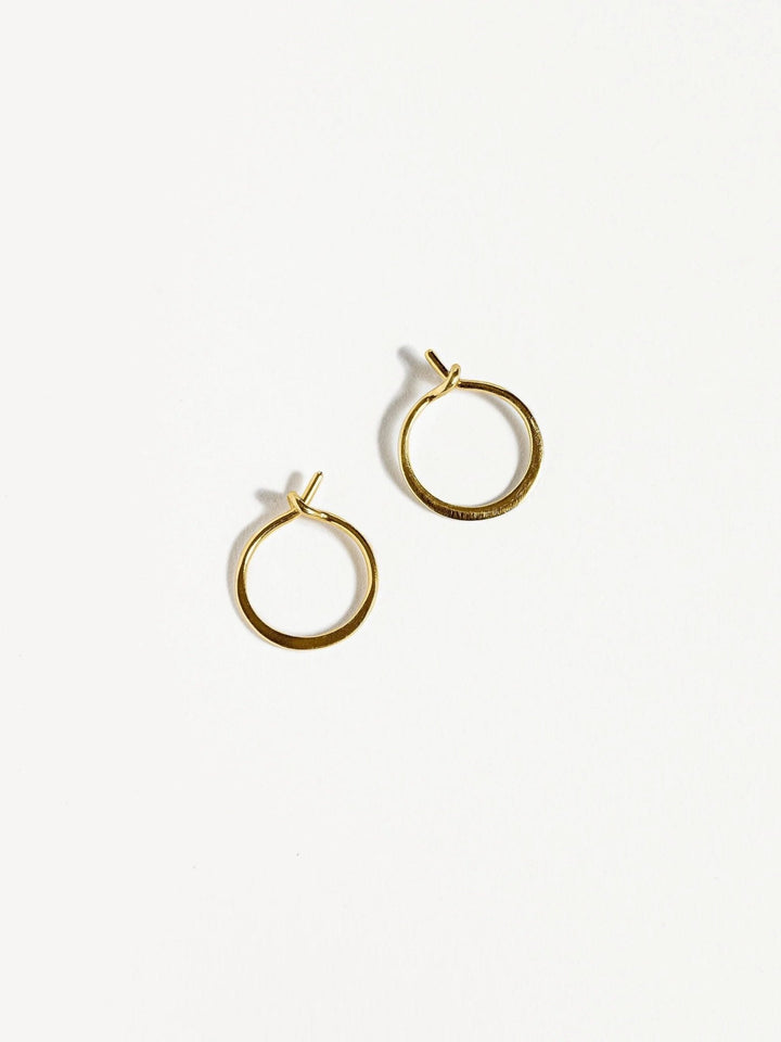 14K gold filled hoop earrings with a delicate open design on a white background.