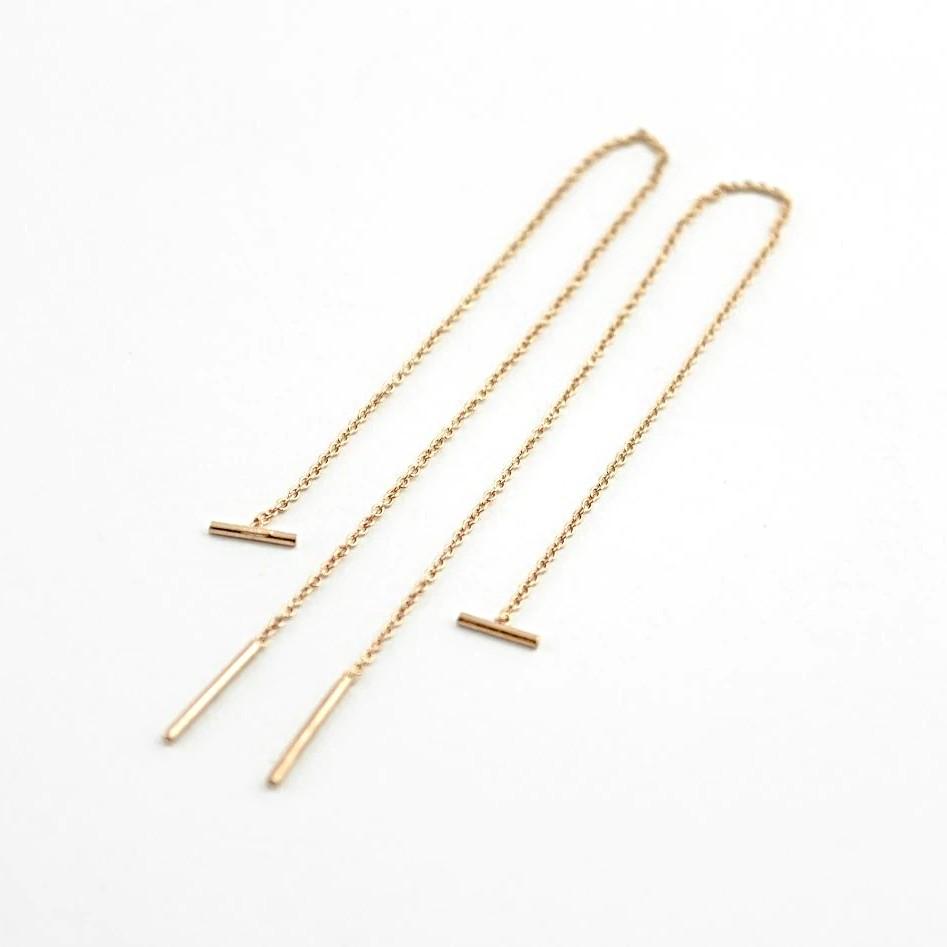 Mila Threader Earrings - 18K Rose Gold PlatedankorBackUpItemsLunai Jewelry