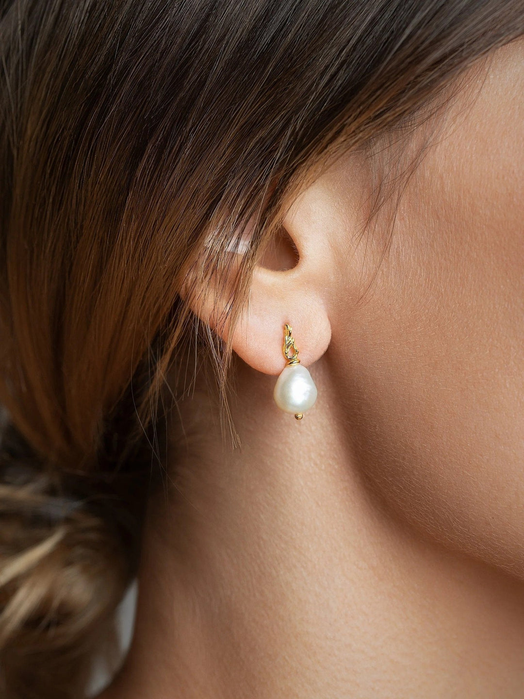 Mismatched Stud Earrings Baroque Pearls - Bridal EarringsDangle & Drop EarringsLunai Jewelry