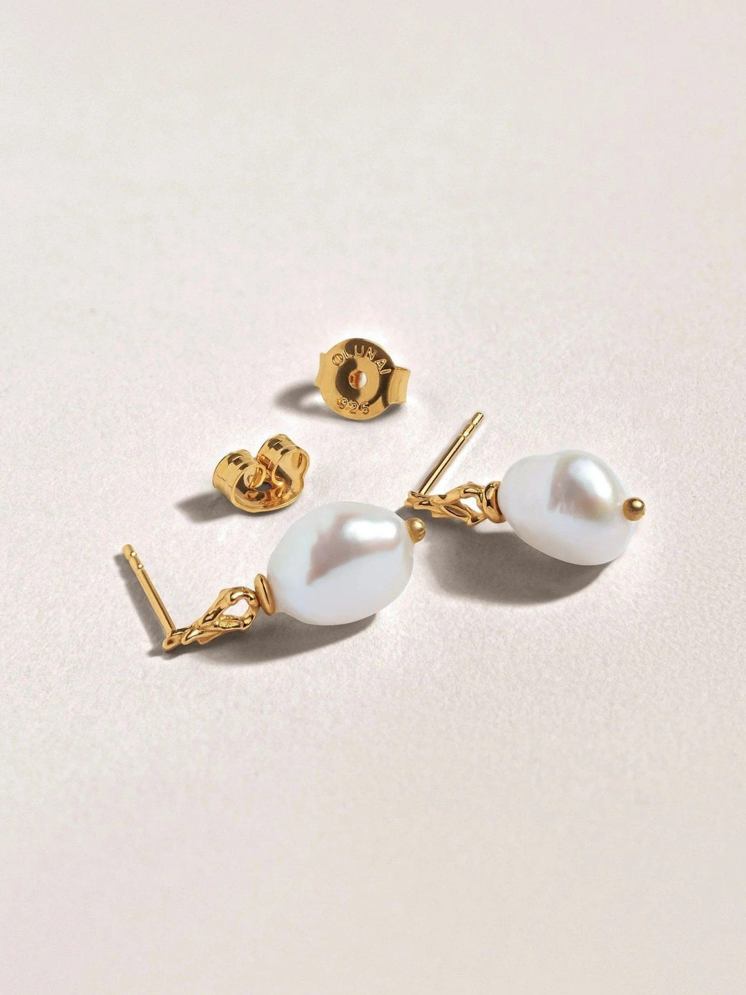 Mismatched Stud Earrings Baroque Pearls - Bridal EarringsDangle & Drop EarringsLunai Jewelry