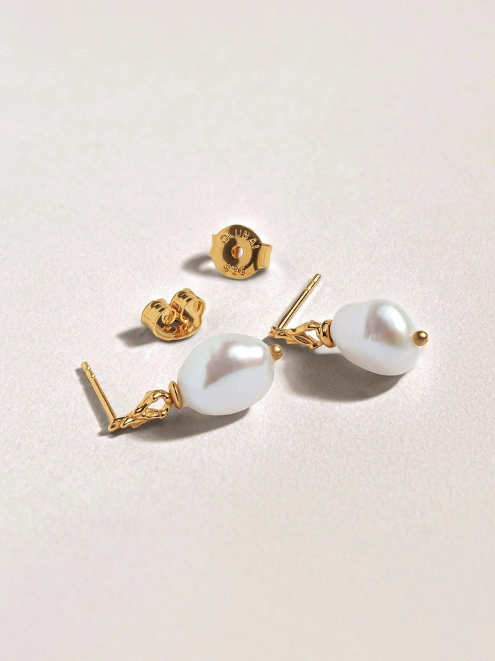 Mismatched Stud Earrings Baroque Pearls - Bridal EarringsDangle & Drop EarringsLunai Jewelry