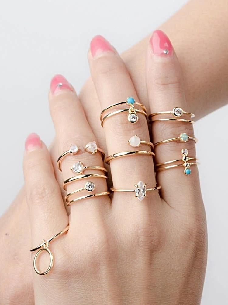 Nadine Moonstone Ring - 24K Gold Vermeil5BackUpItemsBirthstone RingLunai Jewelry