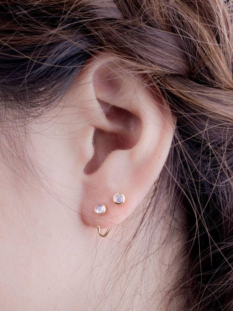 Nieves Moonstone Open Hoop Earrings - 18K Rose Gold PlatedBackUpItemsDainty jewelryLunai Jewelry