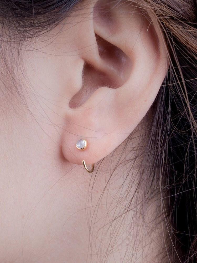 Nieves Moonstone Open Hoop Earrings - 18K Rose Gold PlatedBackUpItemsDainty jewelryLunai Jewelry