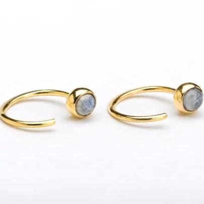 Nieves Moonstone Open Hoop Earrings - 24K Gold PlatedBackUpItemsDainty jewelryLunai Jewelry