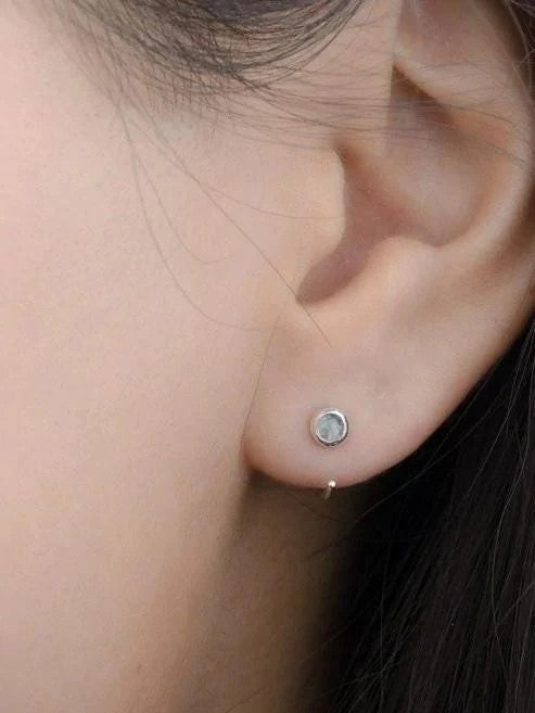 Nieves Moonstone Open Hoop Earrings - 925 Sterling SilverBackUpItemsDainty jewelryLunai Jewelry