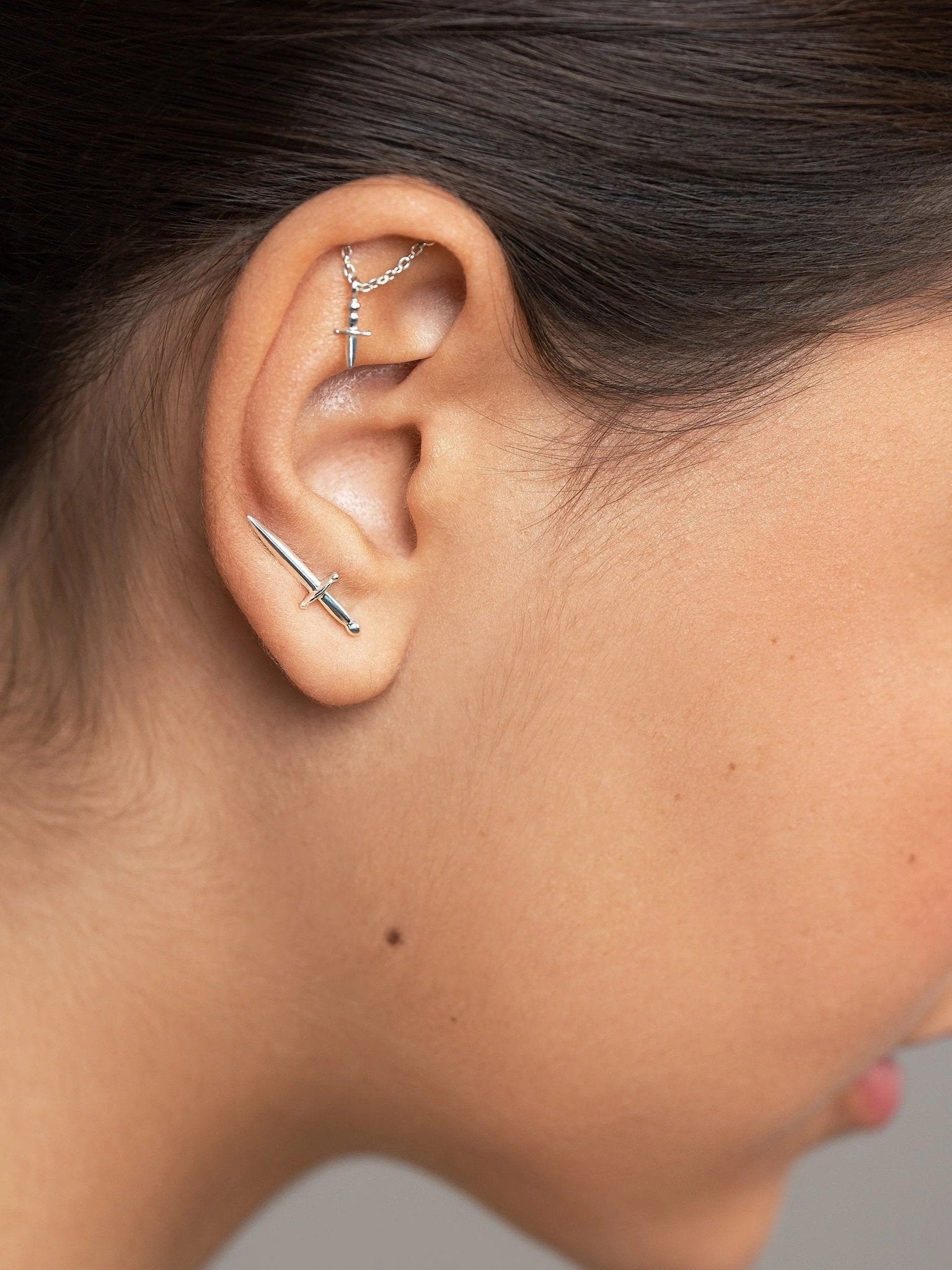 Emy Helix Sword Flat Back Earrings - 24K Gold VermeilScrew Back Ball 18GAbody jewelrycute earringsLunai Jewelry