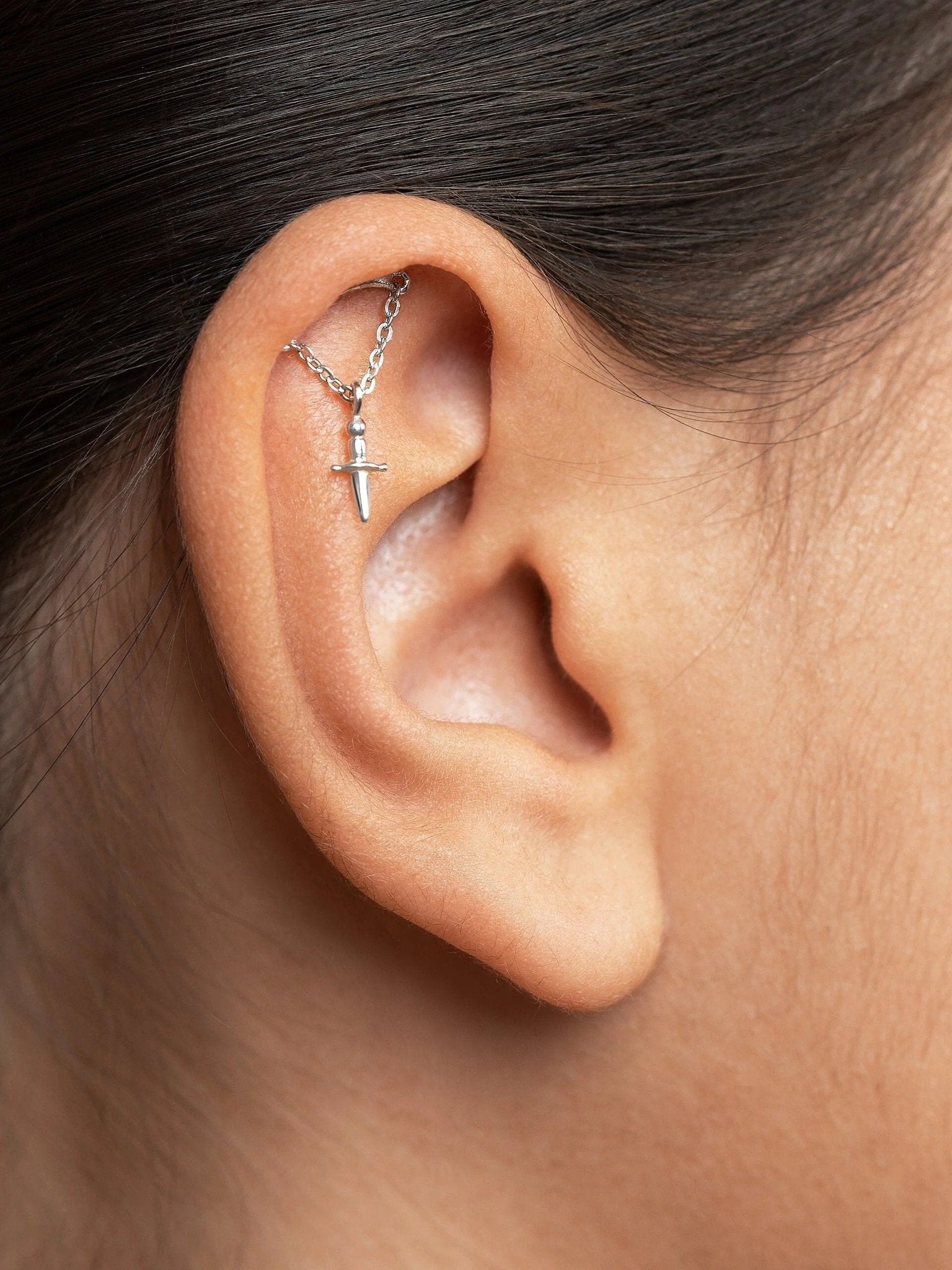 Emy Helix Sword Flat Back Earrings - 24K Gold VermeilScrew Back Ball 18GAbody jewelrycute earringsLunai Jewelry