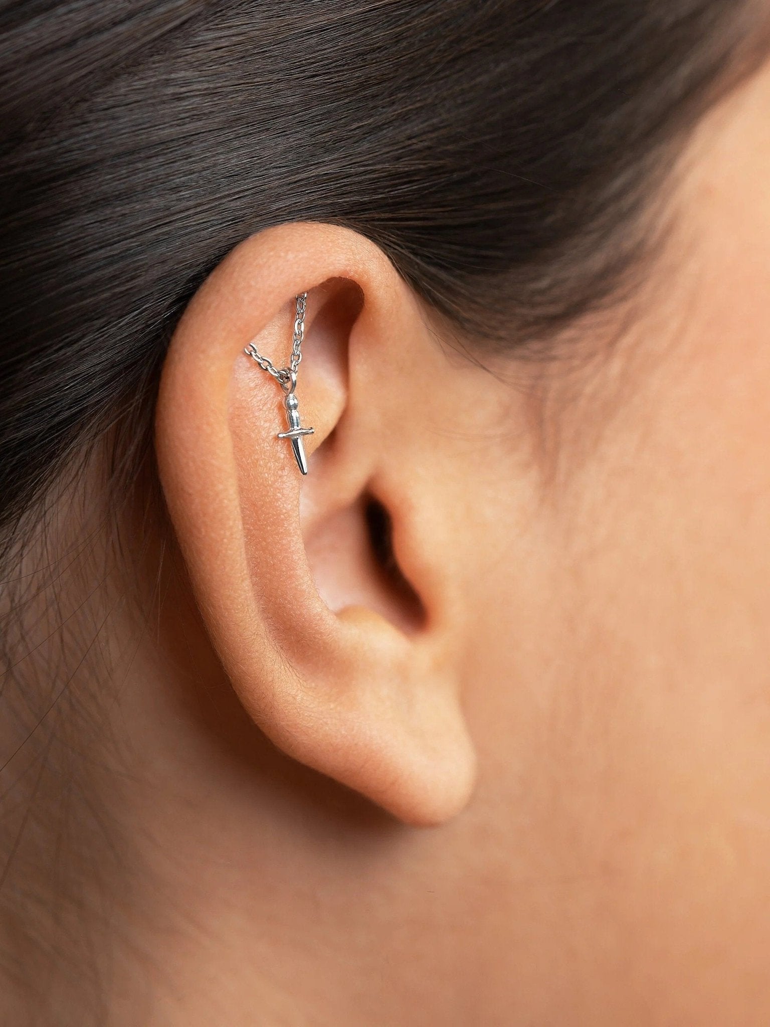 Emy Helix Sword Flat Back Earrings - 24K Gold VermeilScrew Back Ball 18GAbody jewelrycute earringsLunai Jewelry