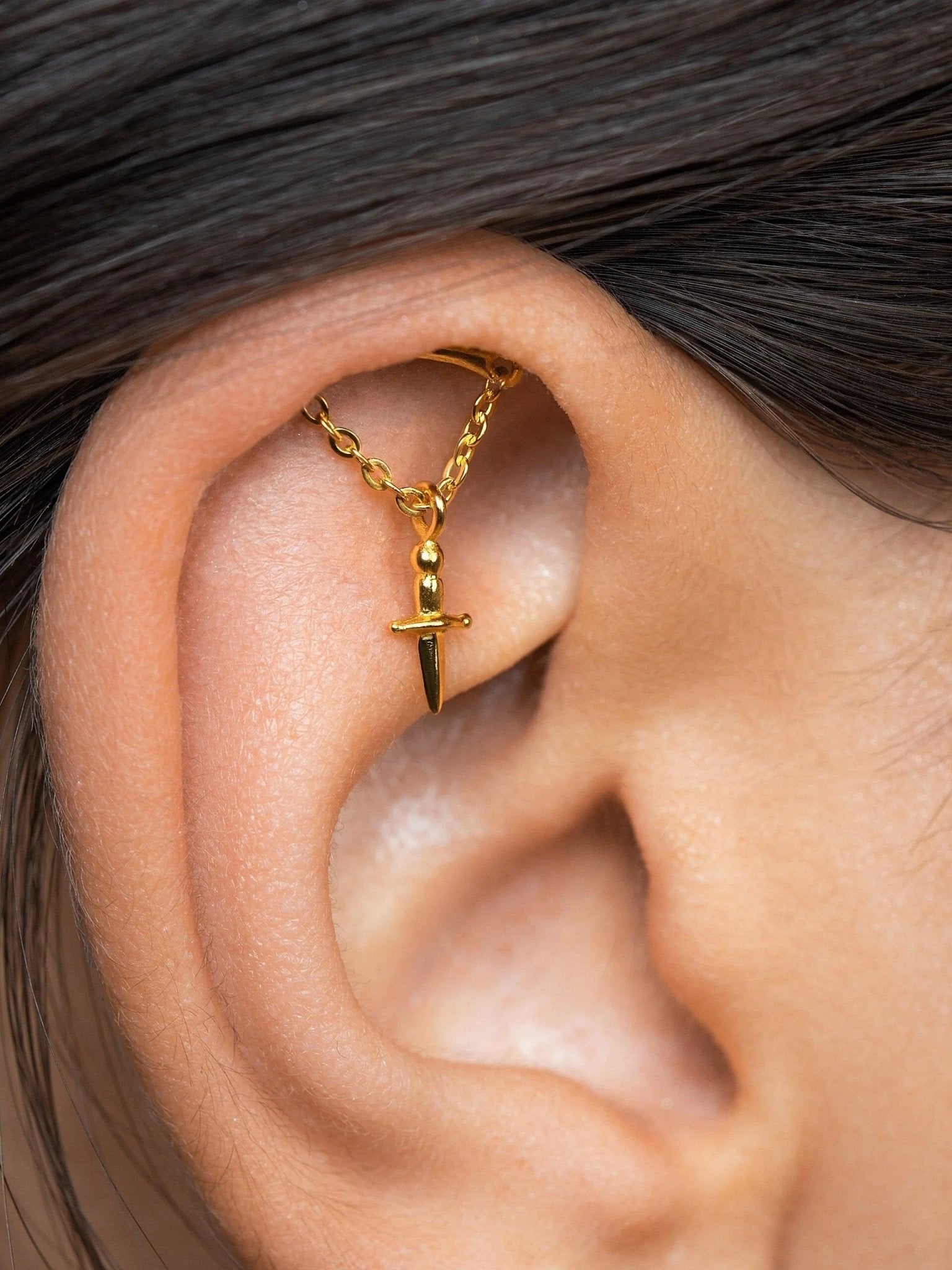 Emy Helix Sword Flat Back Earrings - 24K Gold VermeilScrew Back Ball 18GAbody jewelrycute earringsLunai Jewelry