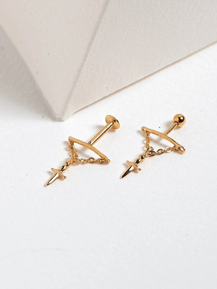 Olly Helix Sword Flat Back Earrings - 24K Gold VermeilScrew Back Ball 18GAbody jewelrycute earringsLunai Jewelry