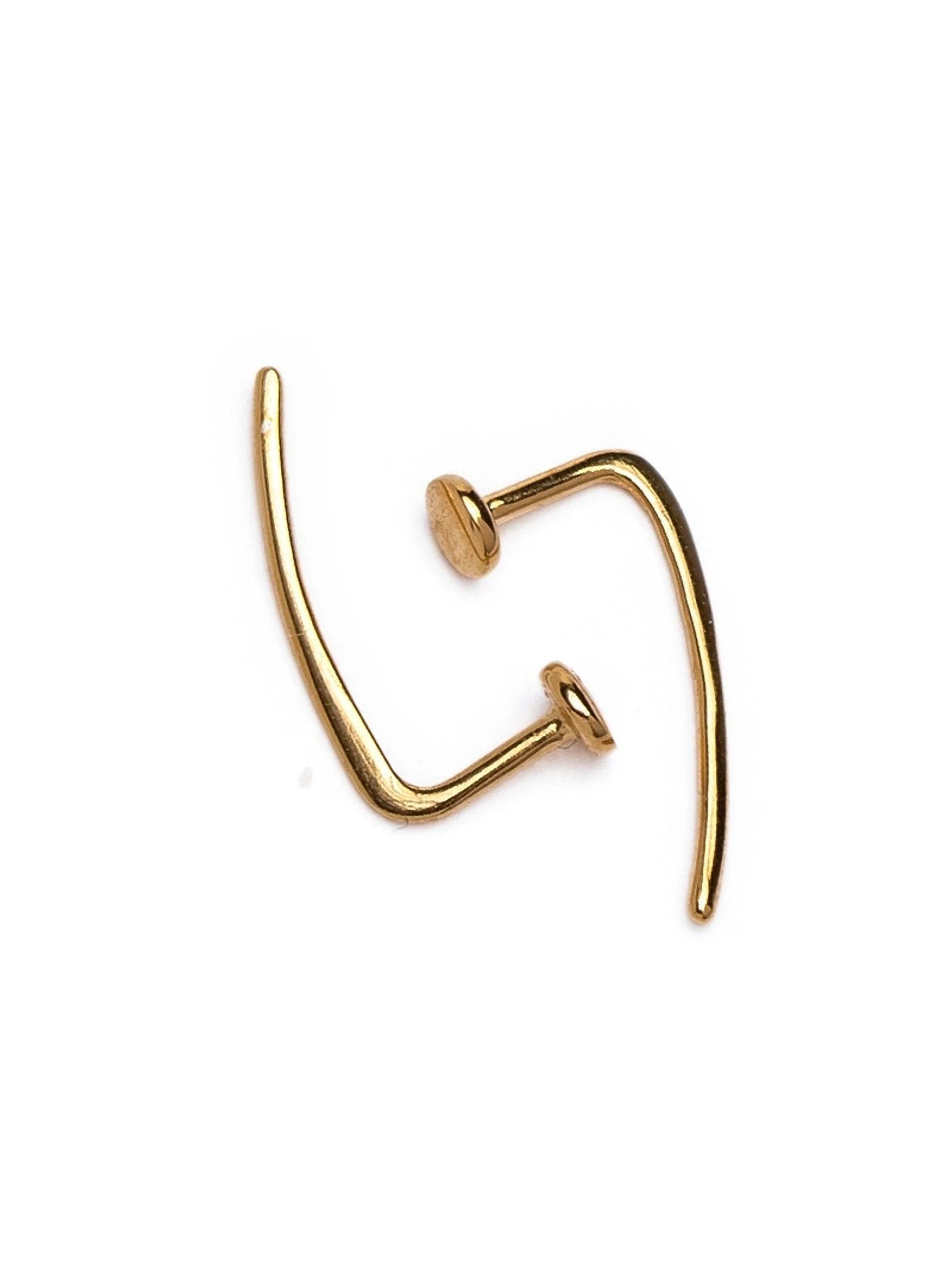 Minimalist open hoop earrings in gold, modern huggie hoop design.