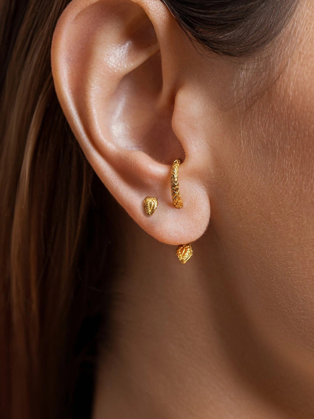Snake Huggie Earrings - 24K Gold PlatedPair925 silver jewelryAnimal earringsLunai Jewelry