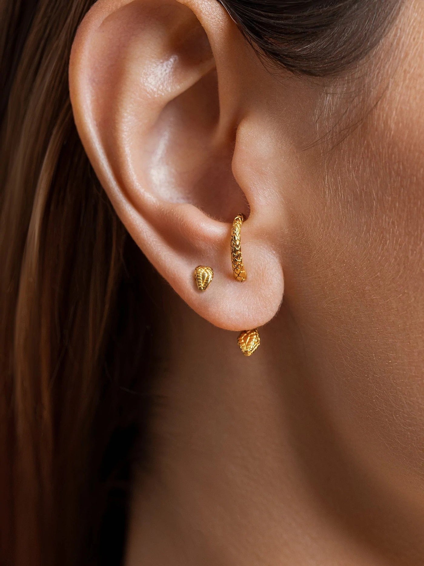 Snake Huggie Earrings - 24K Gold PlatedPair925 silver jewelryAnimal earringsLunai Jewelry