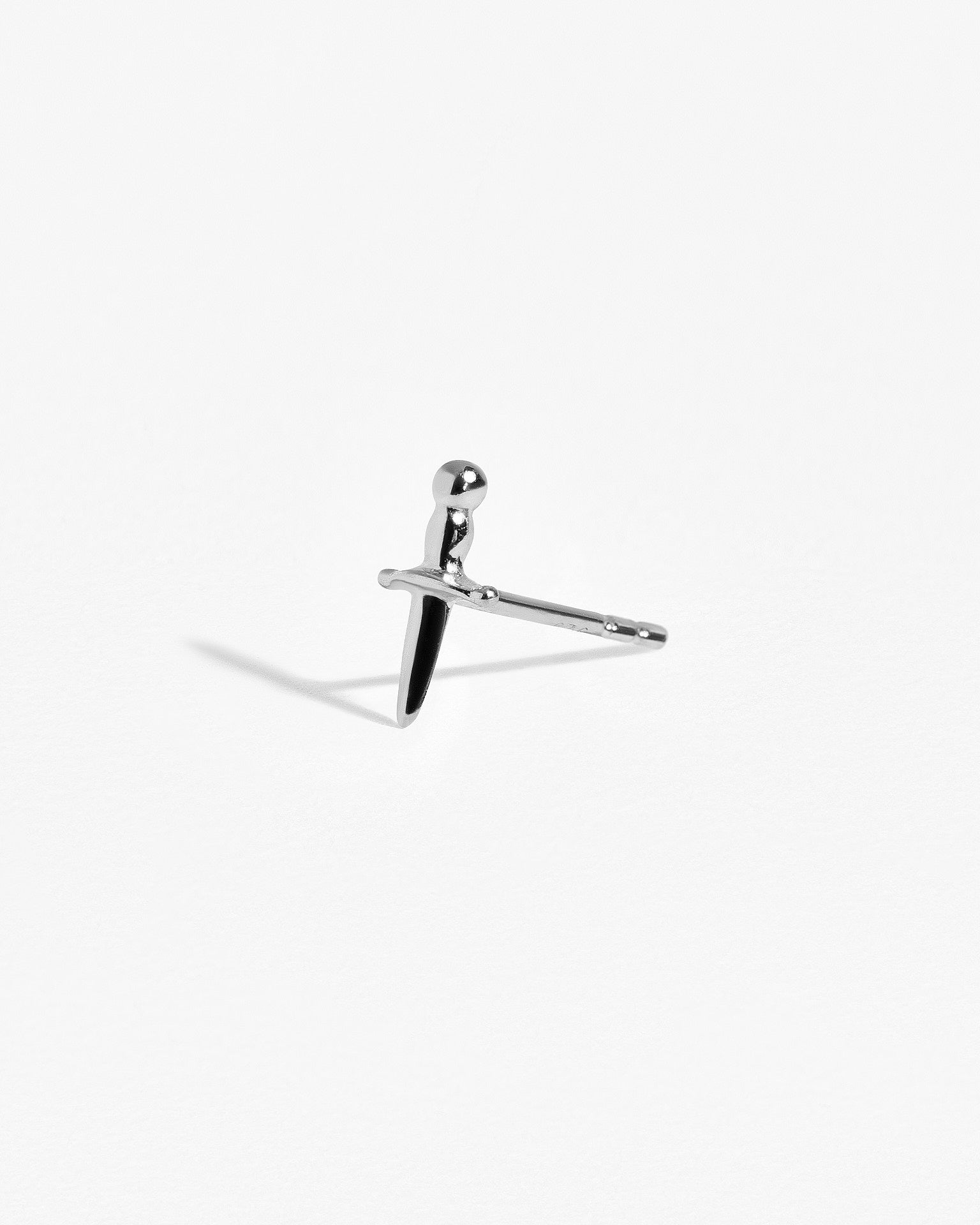 Back and front view of Tessa Sword Stud Earrings in Sterling Silver – Fine craftsmanship
