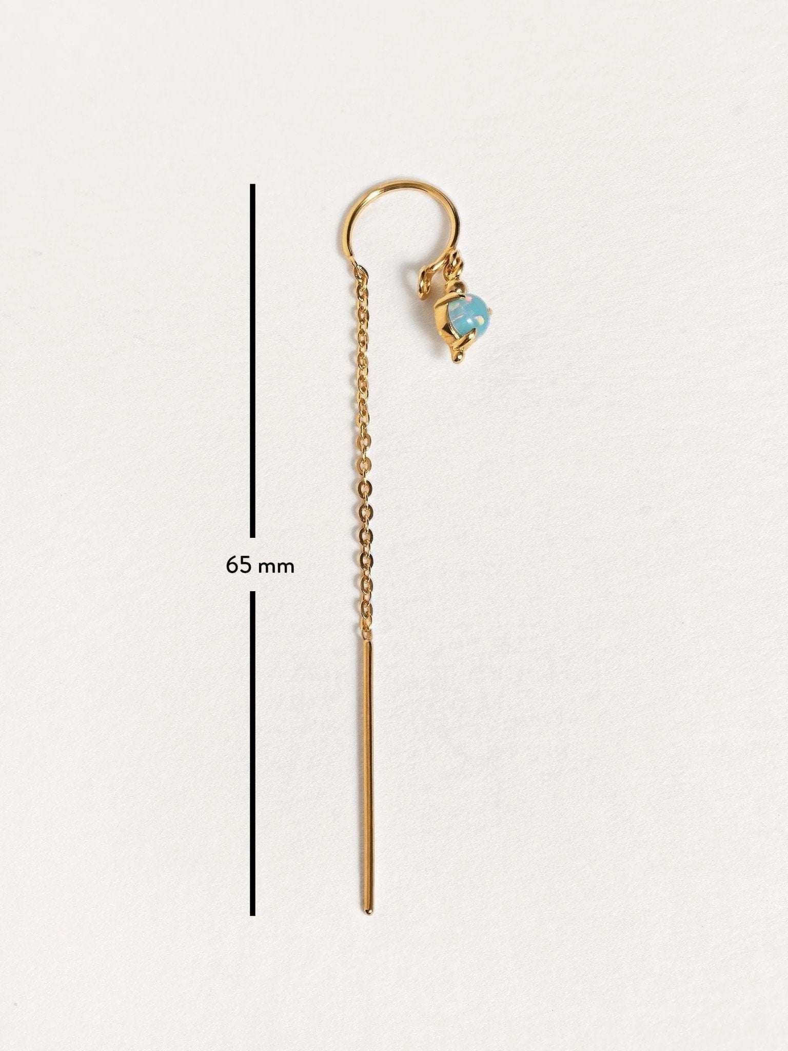 Ulfa Silver Droplet Ear Threader Earrings - 24K Gold PlatedMoonstone 55 mmanti tarnish jewelrychain drop earringsLunai Jewelry