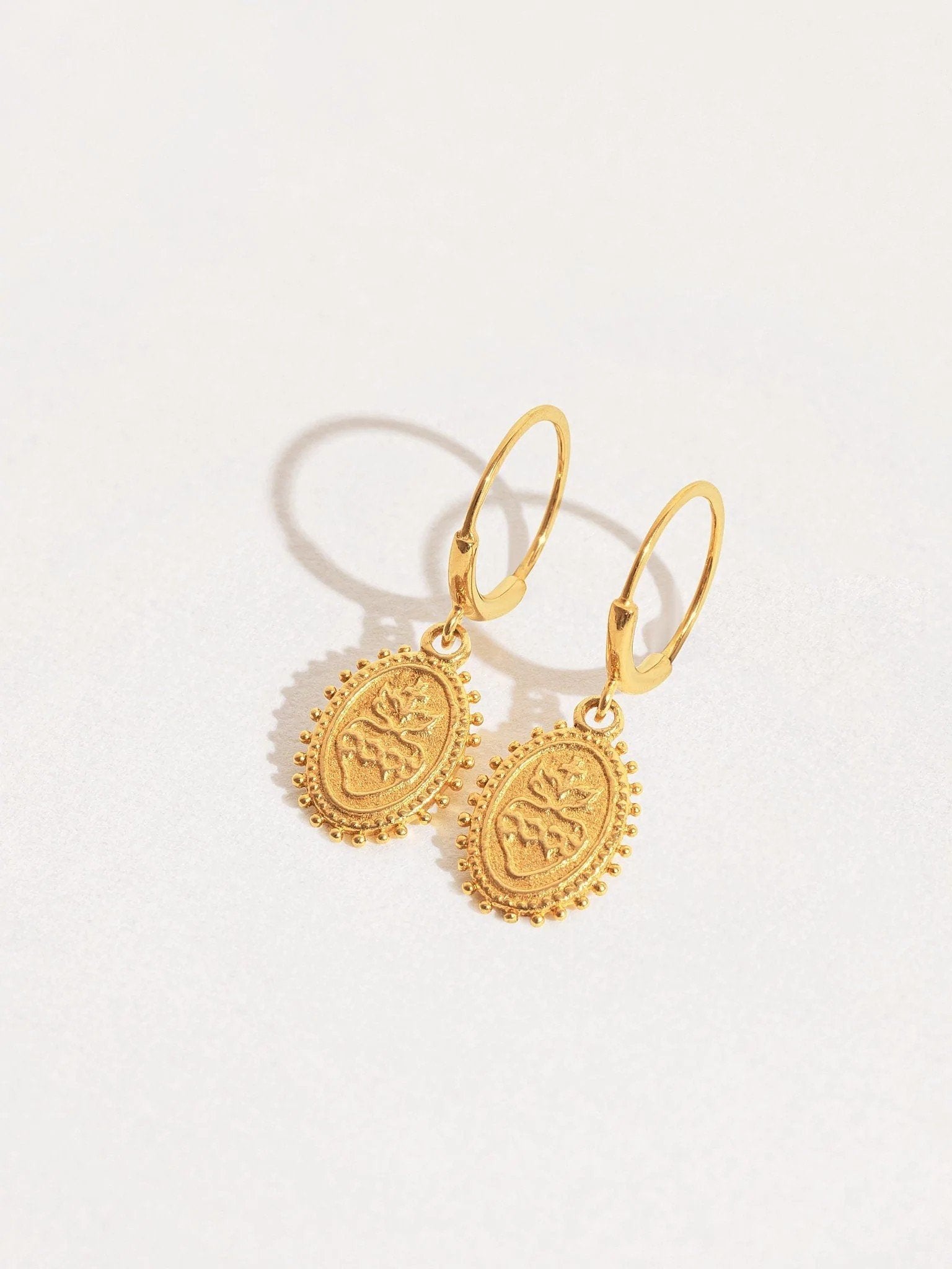 Varonessa Flaming Heart Dangle Earrings - 24K Gold PlatedPair925 silver jewelryartisan earringsLunai Jewelry