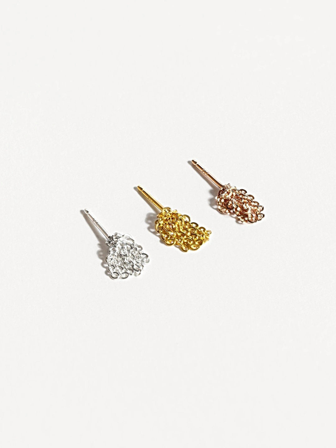 Tassel drop earrings in yellow gold, rose gold, and silver finishes