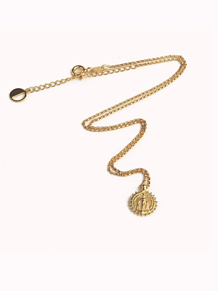 Virgin Mary Necklace - 15.7St Silver ShinyAdjustable NecklaceBackUpItemsLunai Jewelry