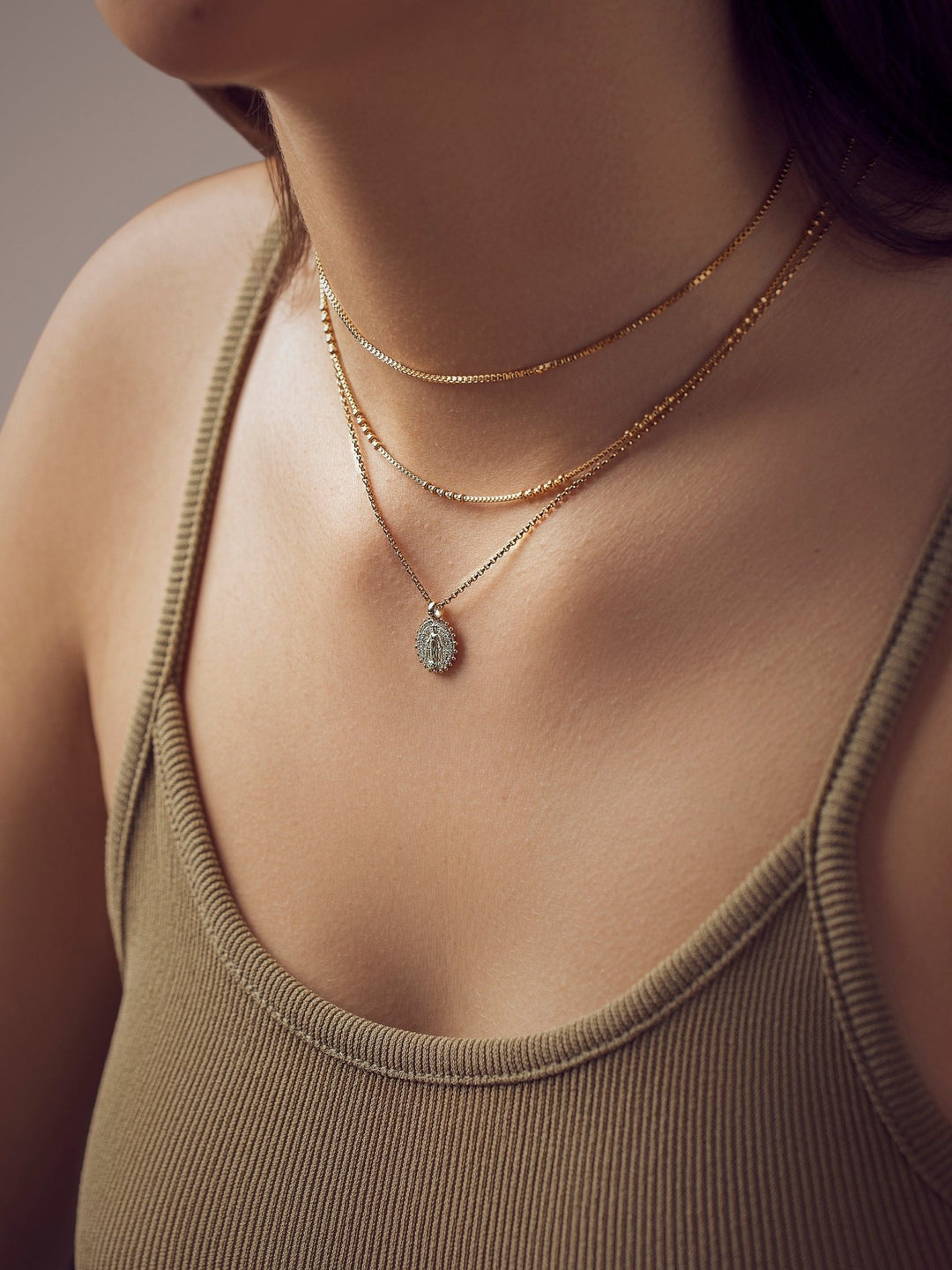 Virgin Mary Necklace - 19.7925 Sterling SilverAdjustable NecklaceBackUpItemsLunai Jewelry