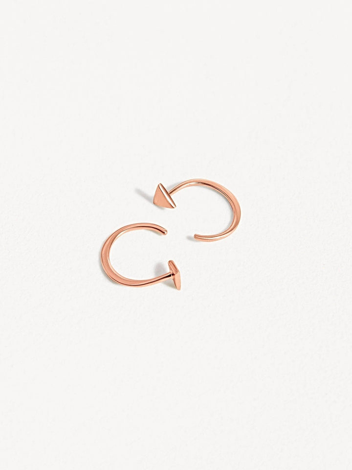 Geometric triangle huggie earrings in rose gold finish