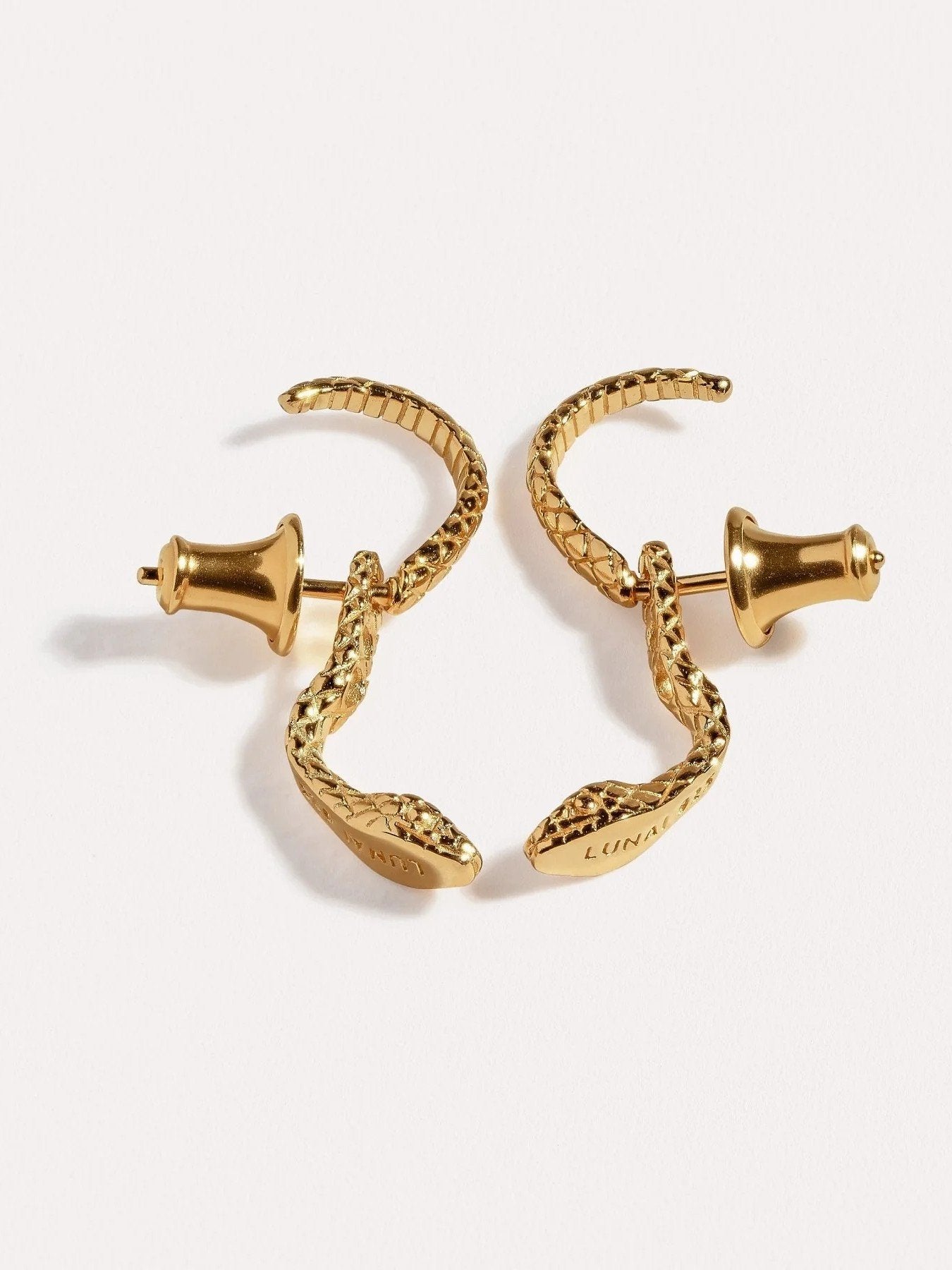 24k Gold Serpent Earrings – Limited Edition Artisan Design - Pair24K Gold PlatedALLAnimal EarringsLunai Jewelry