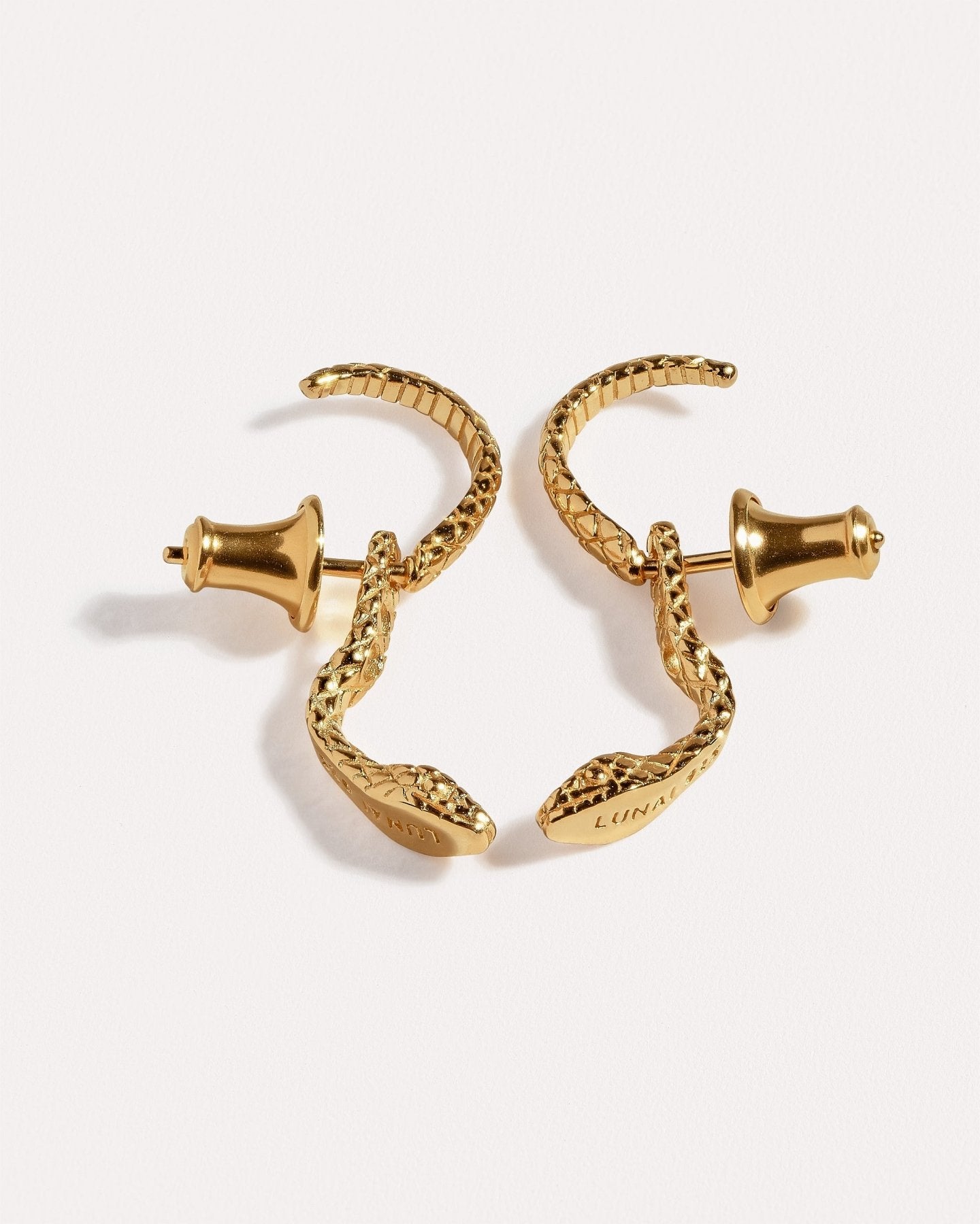 24k Gold Serpent Earrings – Limited Edition Artisan Design - Pair24K Gold PlatedALLAnimal EarringsLunai Jewelry