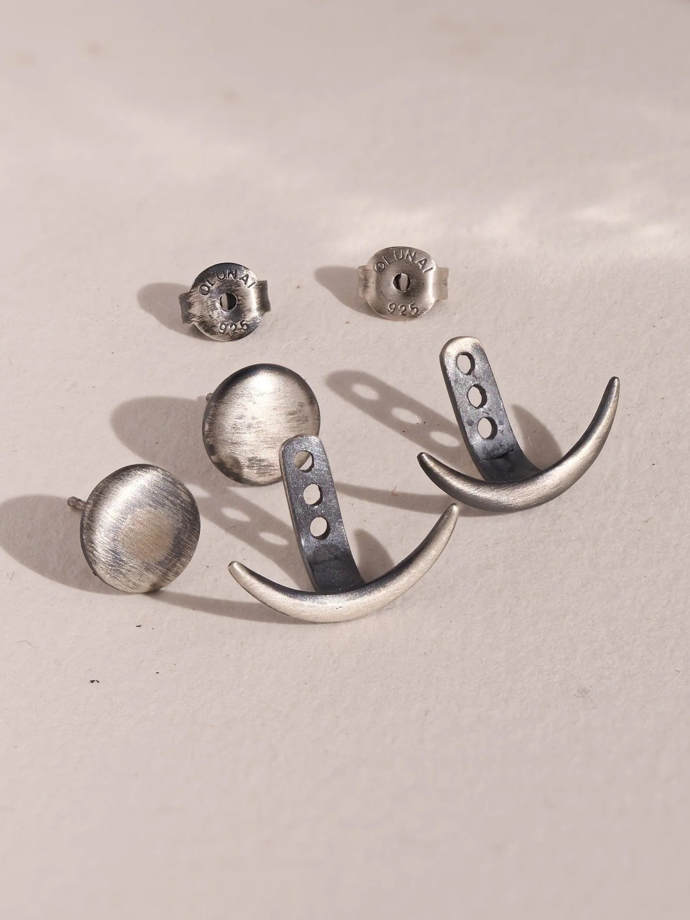 Mona Moon Phase Earring - 925 Silver OxideALLcelestial earringsLunai Jewelry