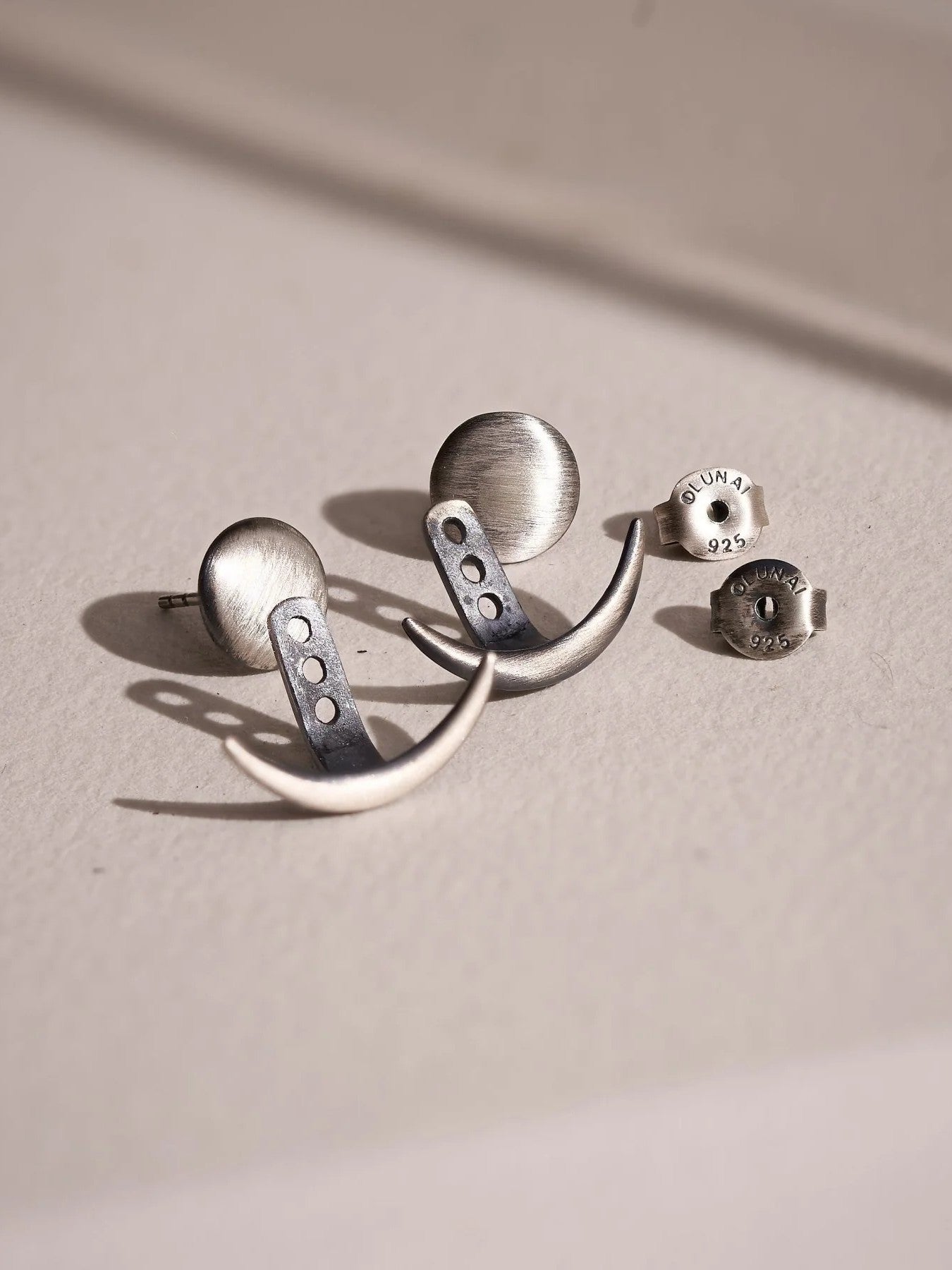 Mona Moon Phase Earring - 925 Silver OxideALLcelestial earringsLunai Jewelry