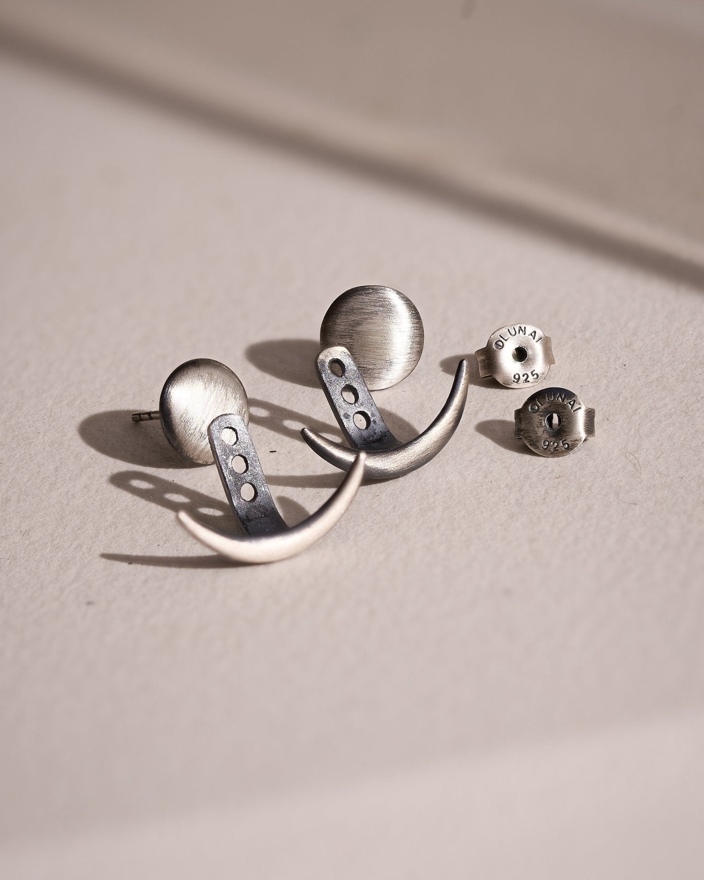 Mona Moon Phase Earring - 925 Silver OxideALLcelestial earringsLunai Jewelry