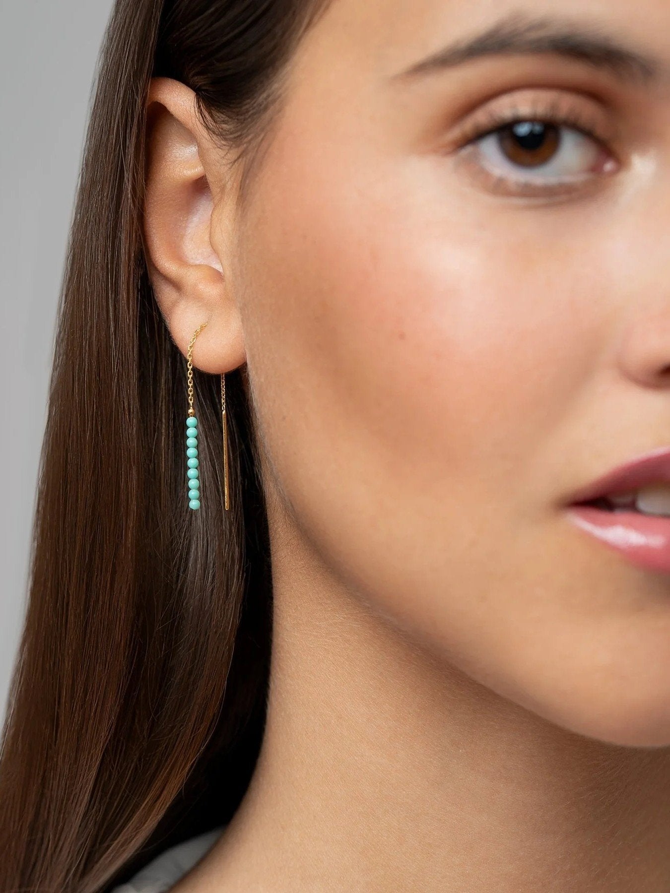 Vivienne Turquoise Chain Drop Earrings - Turquoise (Lab)105MMALLbest friend giftLunai Jewelry