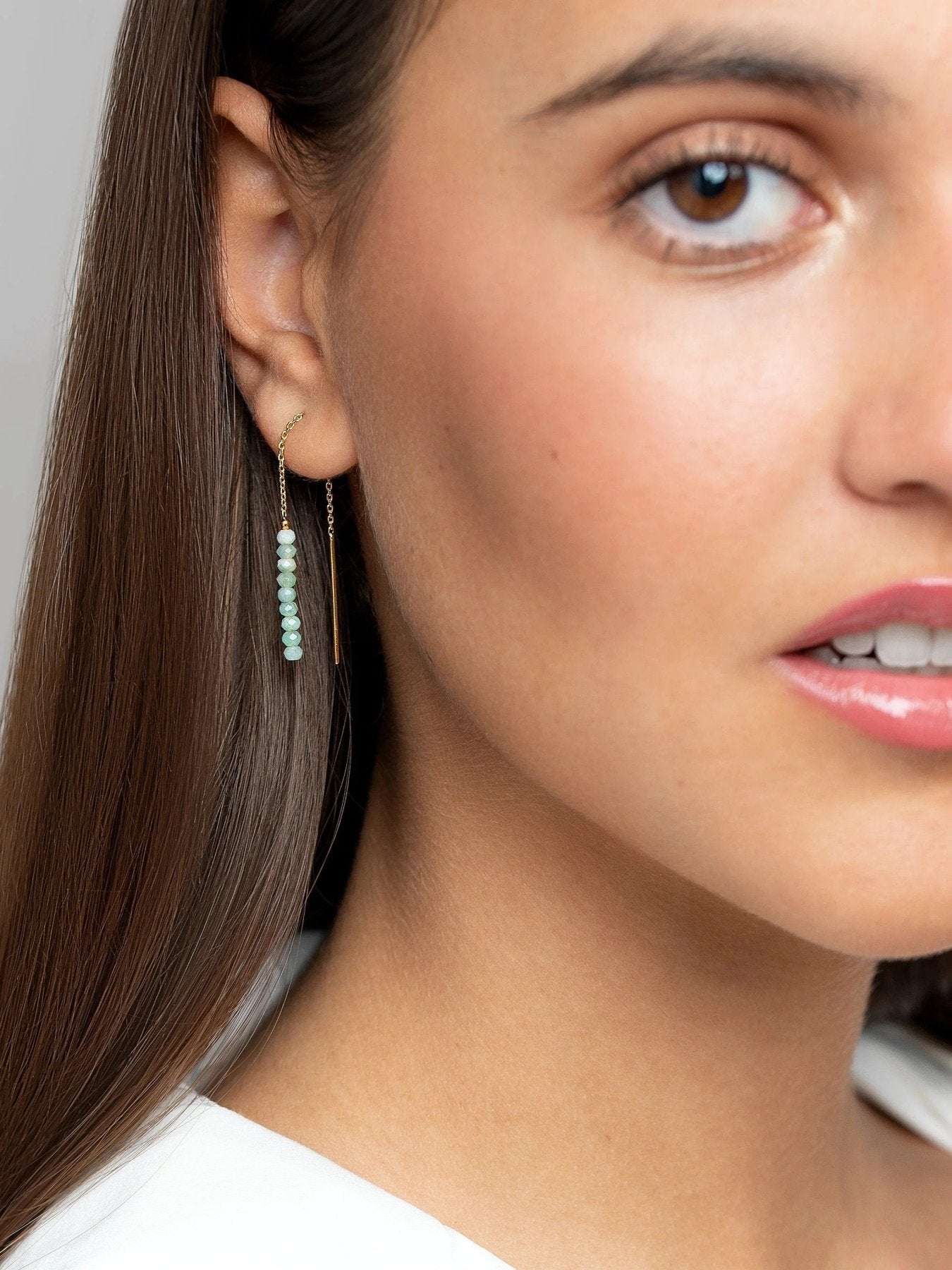 Orla Amazonite Chain Drop Earrings - 1. Amazonite80MMALLbest friend giftLunai Jewelry