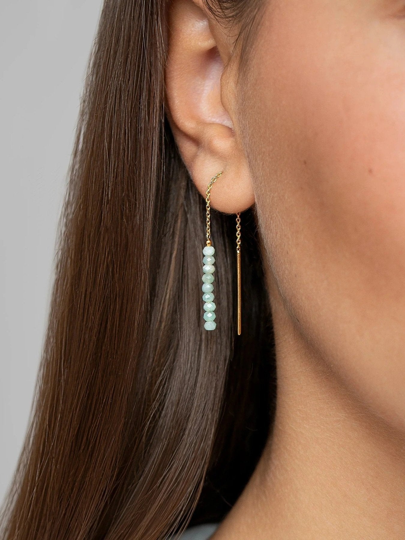Orla Amazonite Chain Drop Earrings - 1. Amazonite80MMALLbest friend giftLunai Jewelry