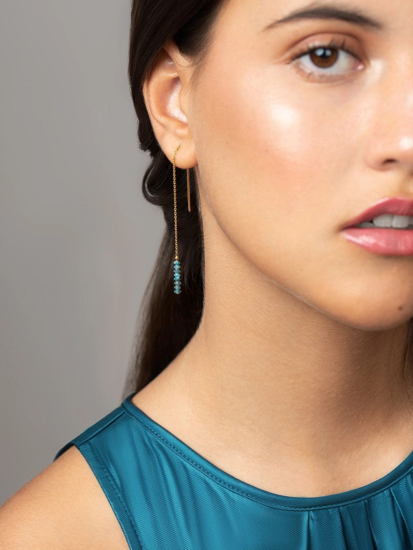 Amanda Apatite Chain Drop Earrings - Apatite80MMALLbest friend giftLunai Jewelry