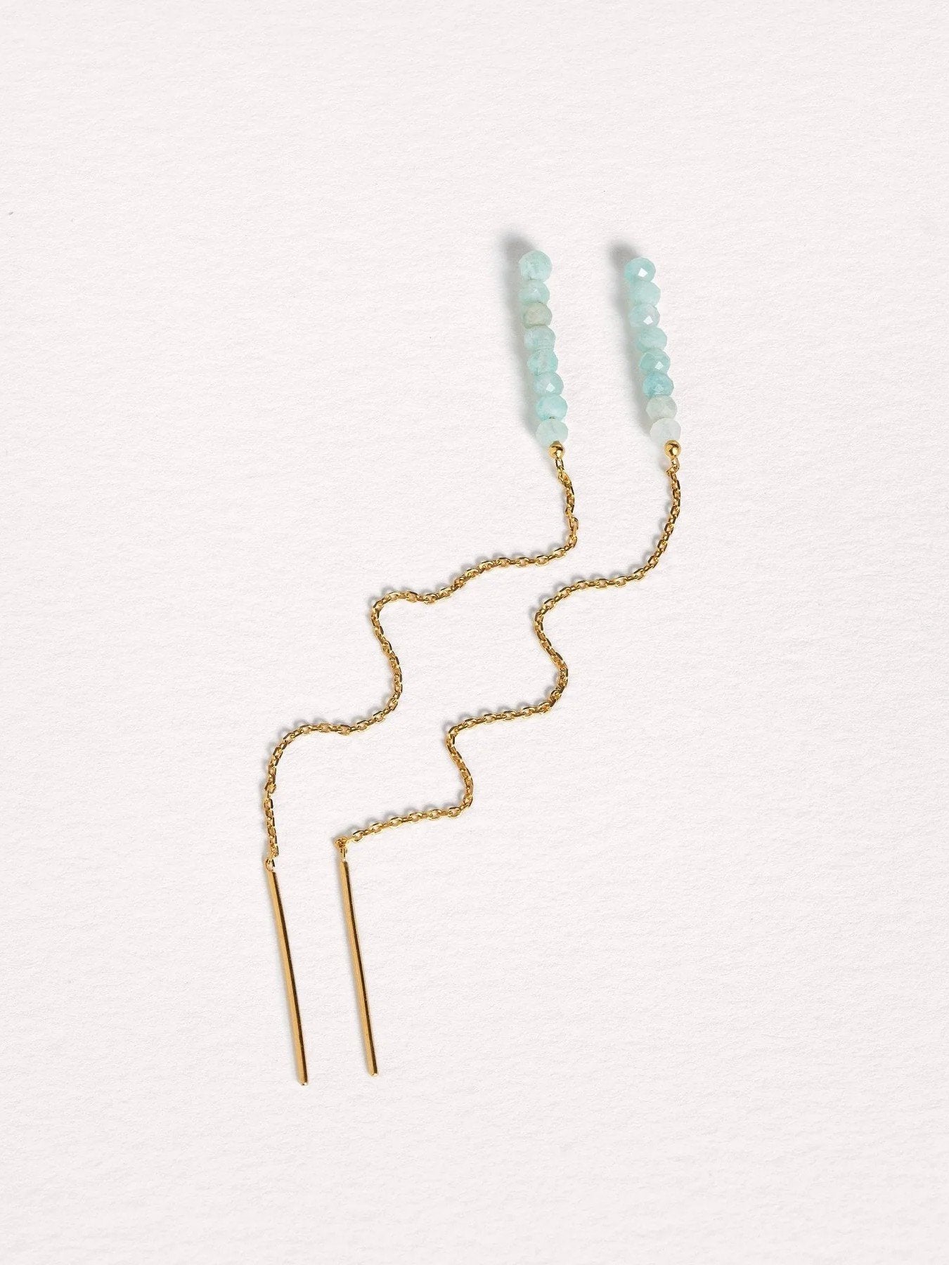Orla Amazonite Chain Drop Earrings - 1. Amazonite80MMALLbest friend giftLunai Jewelry