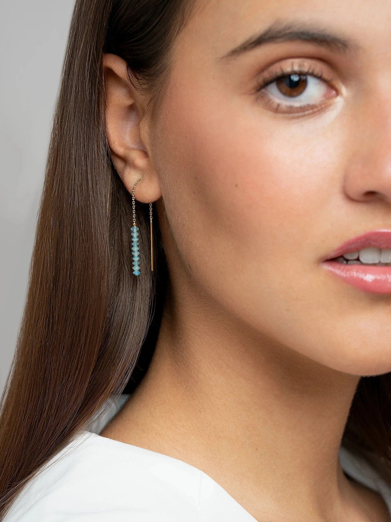 Amanda Apatite Chain Drop Earrings - Apatite105MMALLbest friend giftLunai Jewelry