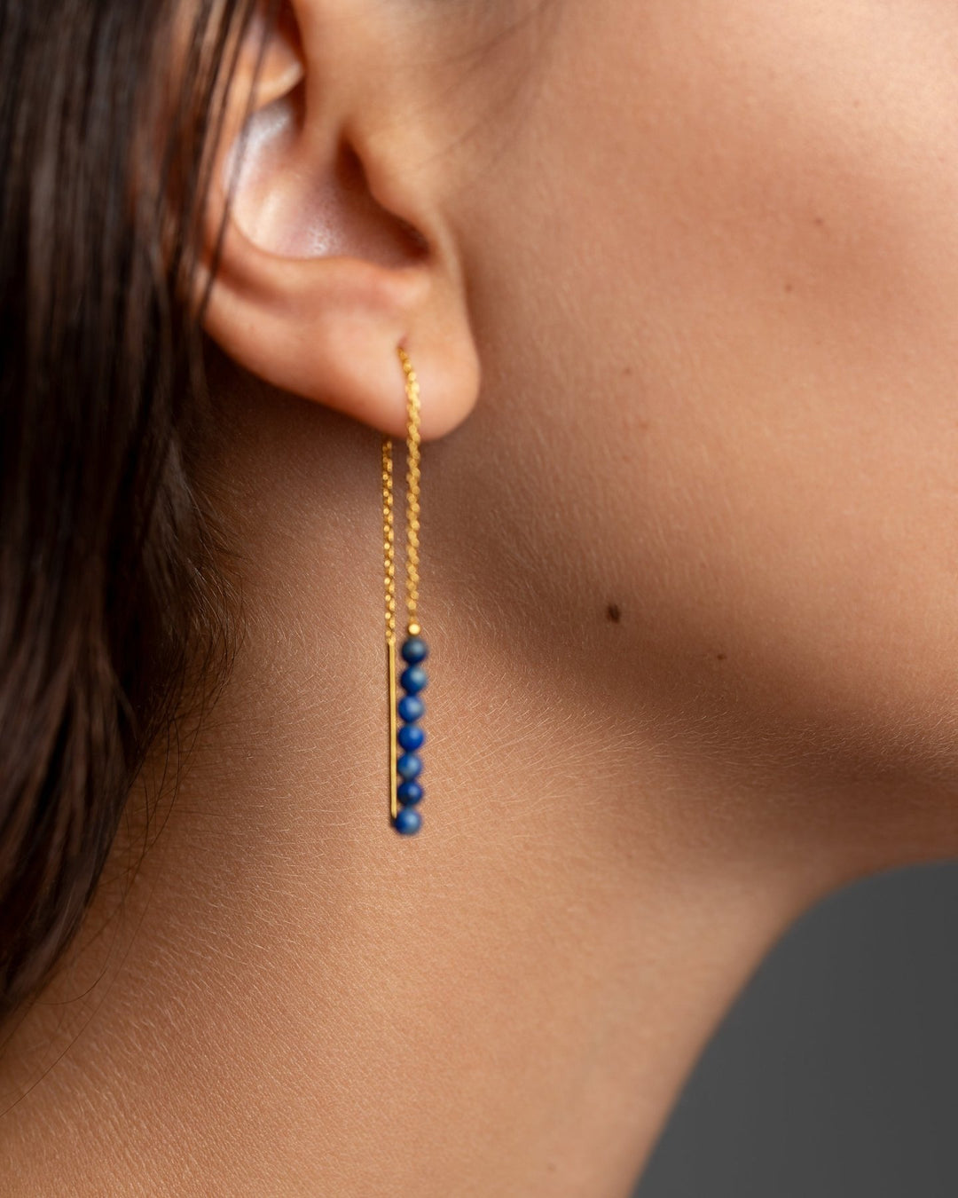 Adela Long Chain Earrings with Natural Gemstones - 3. Jade105MMALLbeaded earringsLunai Jewelry