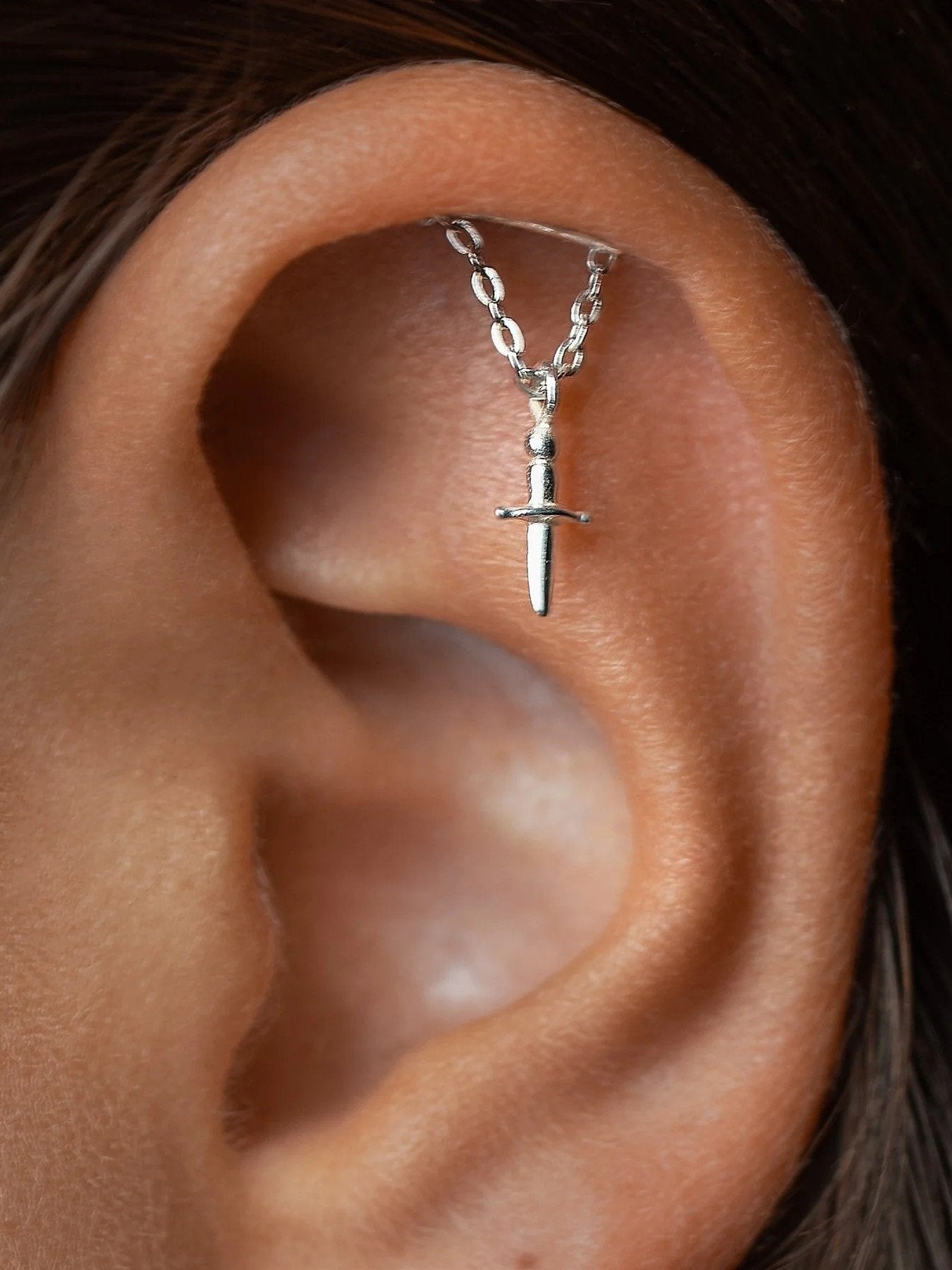 Emy Helix Dagger Flat Back Earrings - Sterling SilverFlat Back 18g/5mmALLbody jewelryLunai Jewelry