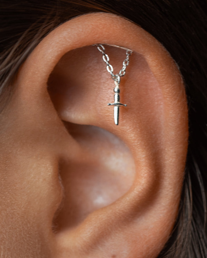 Emy Helix Dagger Flat Back Earrings - Sterling SilverFlat Back 18g/5mmALLbody jewelryLunai Jewelry