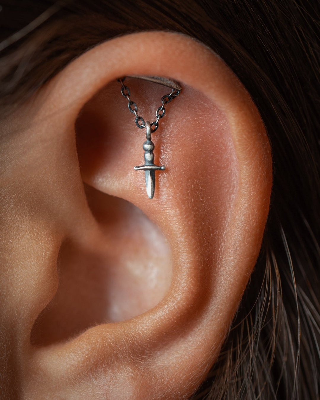 Emy Helix Dagger Flat Back Earrings - Silver OxideFlat Back 18g/5mmALLbody jewelryLunai Jewelry