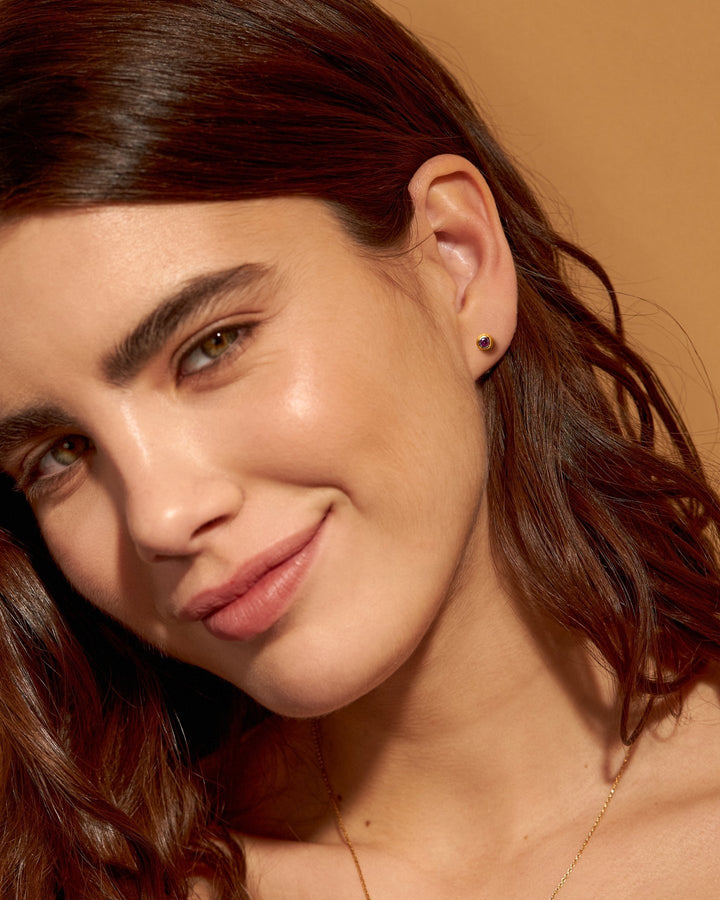 Emma 24K Gold - Plated Studs – Sterling Silver - Yellow Topaz Zircon24k gold plated earringsdainty gold studsLunai Jewelry