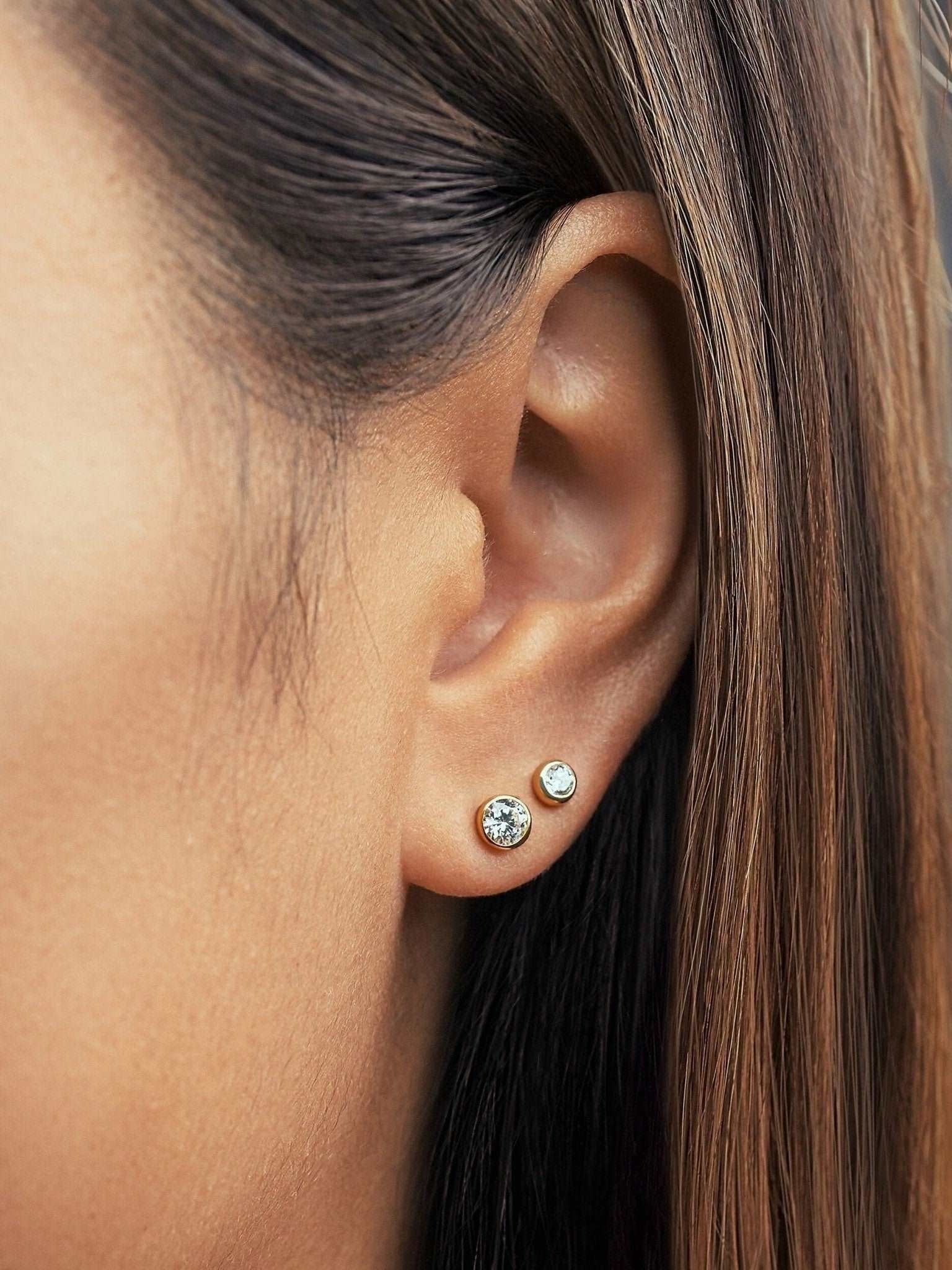 Brianca Crystal Earrings - 24K Gold Plated4mmBirthday GiftBirthstone EarringsLunai Jewelry