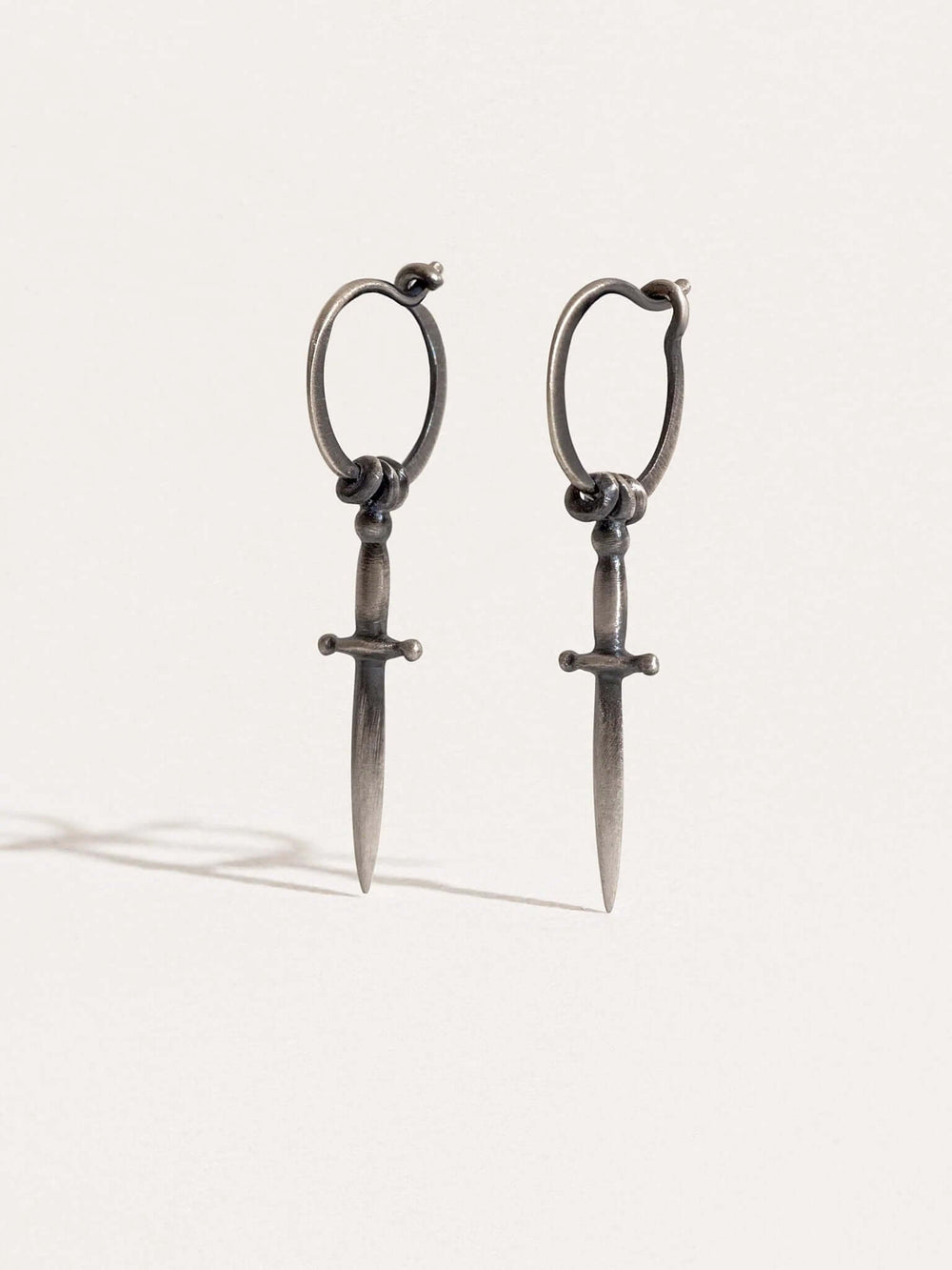 Eze Men's Sword Hoop Earrings - 925 Silver Oxide 11mmPaircartilage earringDagger EarringsLunai Jewelry