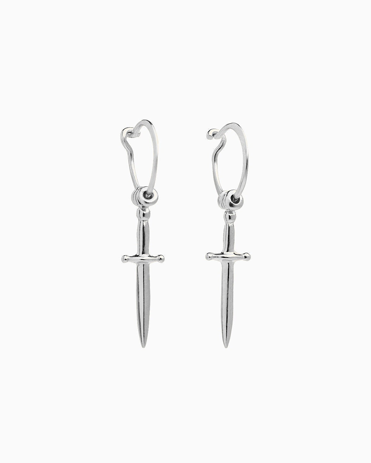 Dagger Hoop Earrings - Sword Jewelry Handmade Sterling Silver