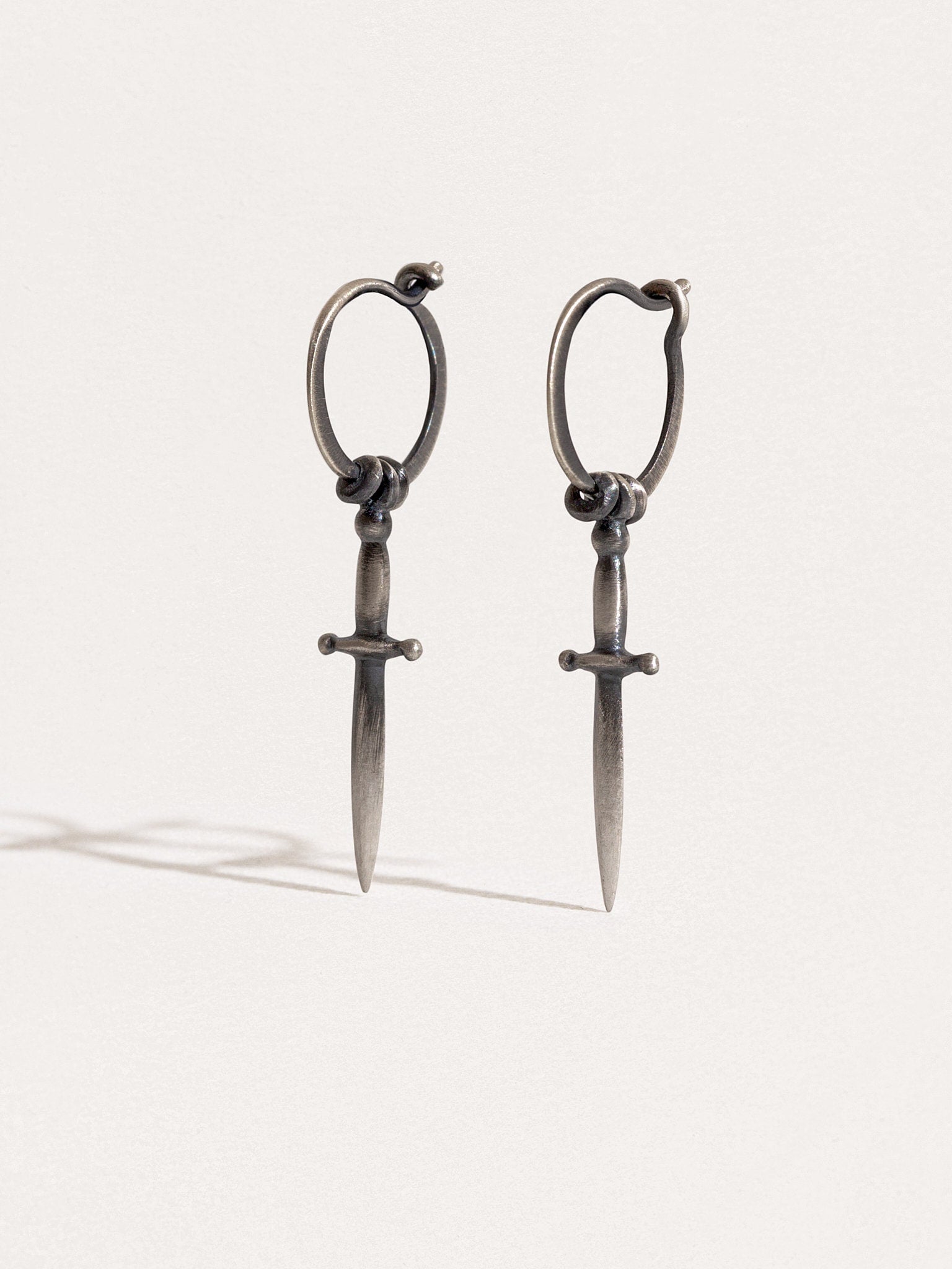 Dagger Hoop Earrings - Sword Jewelry Handmade Sterling Silver