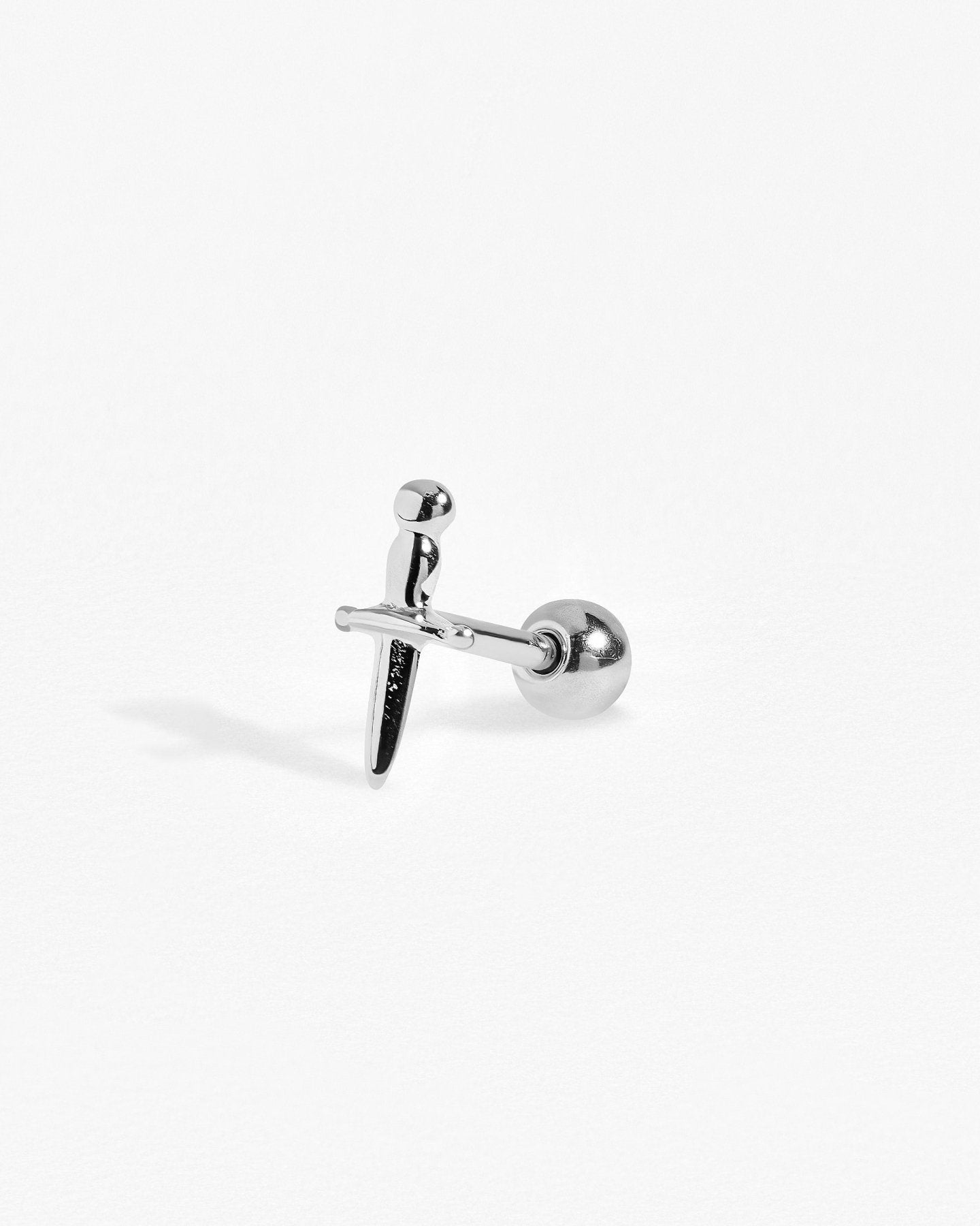 925 sterling silver dagger stud with ball back – minimalist design