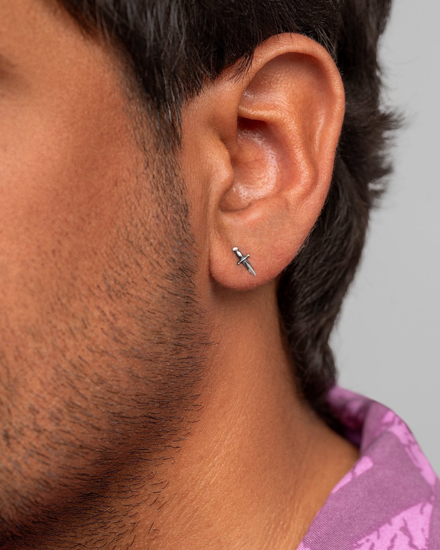 Sterling Silver Sword Stud Earrings – Dagger Earrings for Men – Medieval Inspired Jewelry – STD108