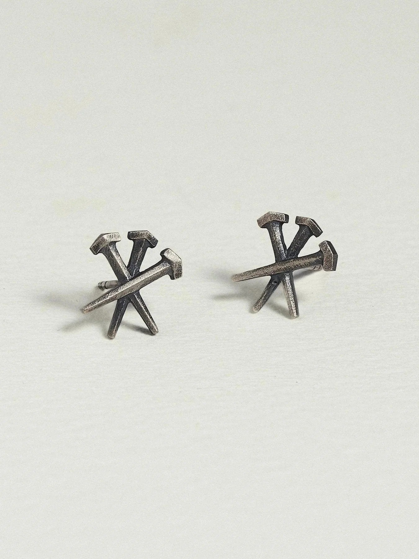 Dainty Cross Stud Earrings – Gold or Silver - Pair 10 mm925 Silver Oxide925 silver studsalternative styleLunai Jewelry